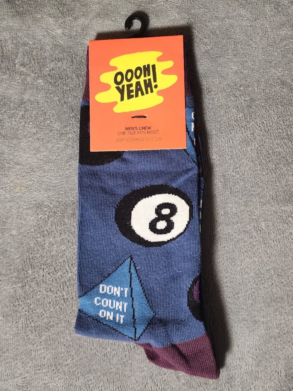 Oooh Yeah 8 Ball Mens Crew Socks OSFM (Don't count on it) (Yes Definitely) Blue